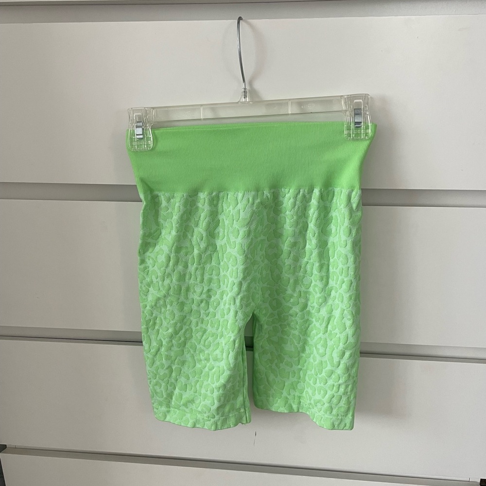 Green Leopard Biker Shorts